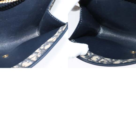 DIOR Trotter Canvas Chain Shoulder Bag Navy Gold - Picture 12 of 12